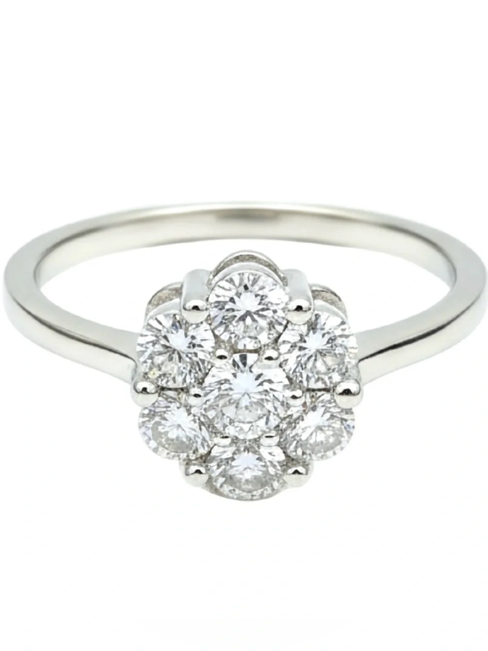 Moissanite Cluster Floral Ring Vintage Style in 925 Sterling Silver NWT Size 9